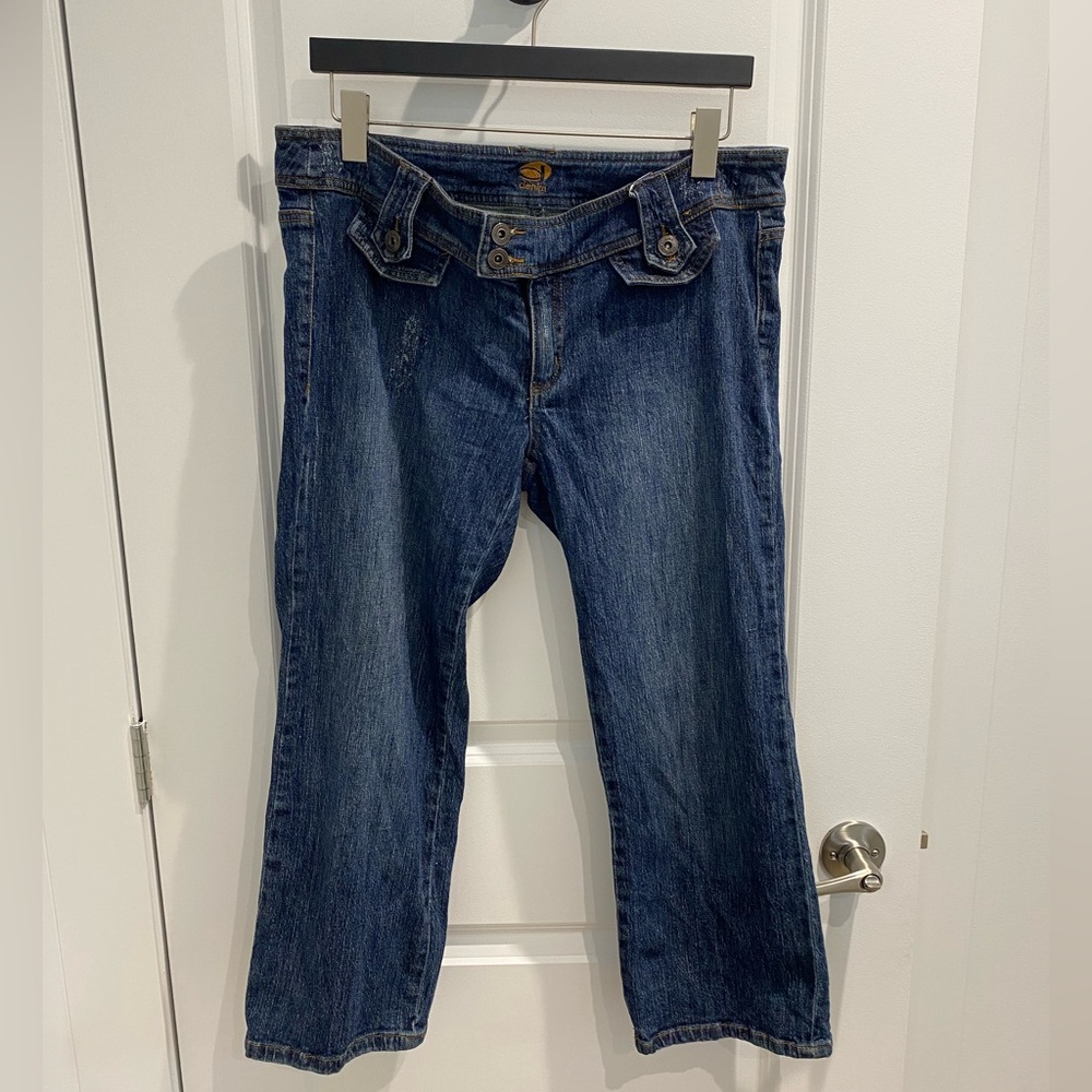 Dynamite Blue Flare Wide Leg Capri Jeans